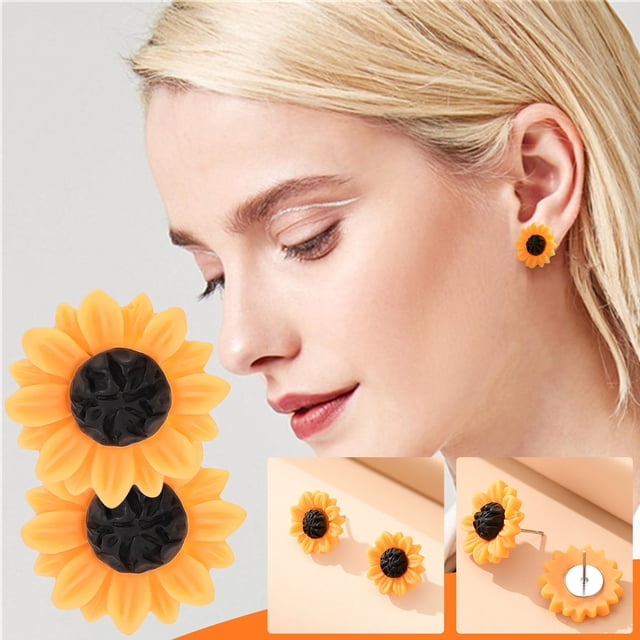 Fiudx Pendientes de Girasol, Encantador Diseño de Gota de Plástico, Joyas Coloridas y Vibrantes, Regalo Perfecto para Mujeres, Accesorio de Moda para Cualquier Ocasión, Realza Tu Estilo con Un Toque