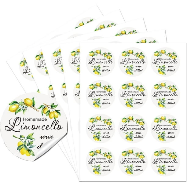 Etiquetas adhesivas de agradecimiento - 60 pegatinas circulares autoadhesivas de Limoncello de 5 cm para sobres y regalos de fiesta