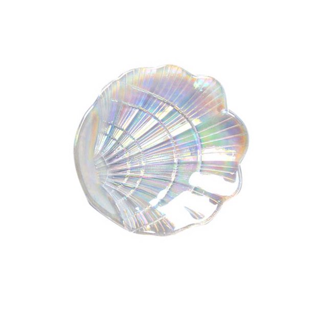 Monstrate Placa de cristal con forma de concha colorida, baratija, bandeja de joyería, anillo, soporte para de postre, accesorios de Almacenamiento y organización del hogar No.2