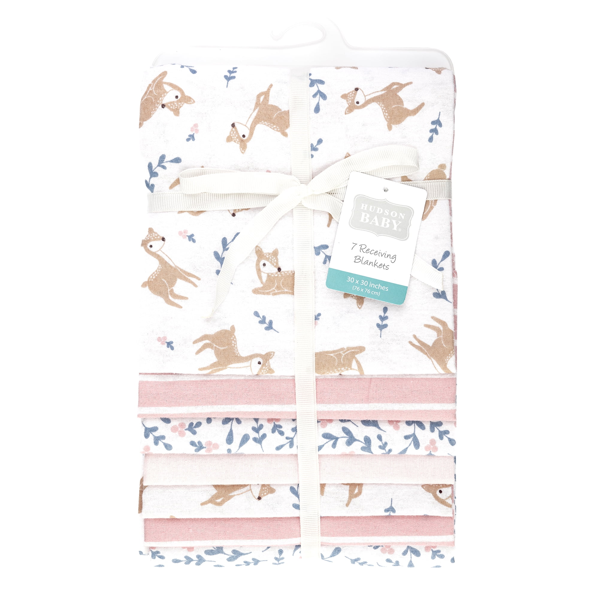 Hudson Baby Girl Cotton Polyester Flannel Receiving Blankets Bundle 7-Pack, Loves Me Deerly, One Size