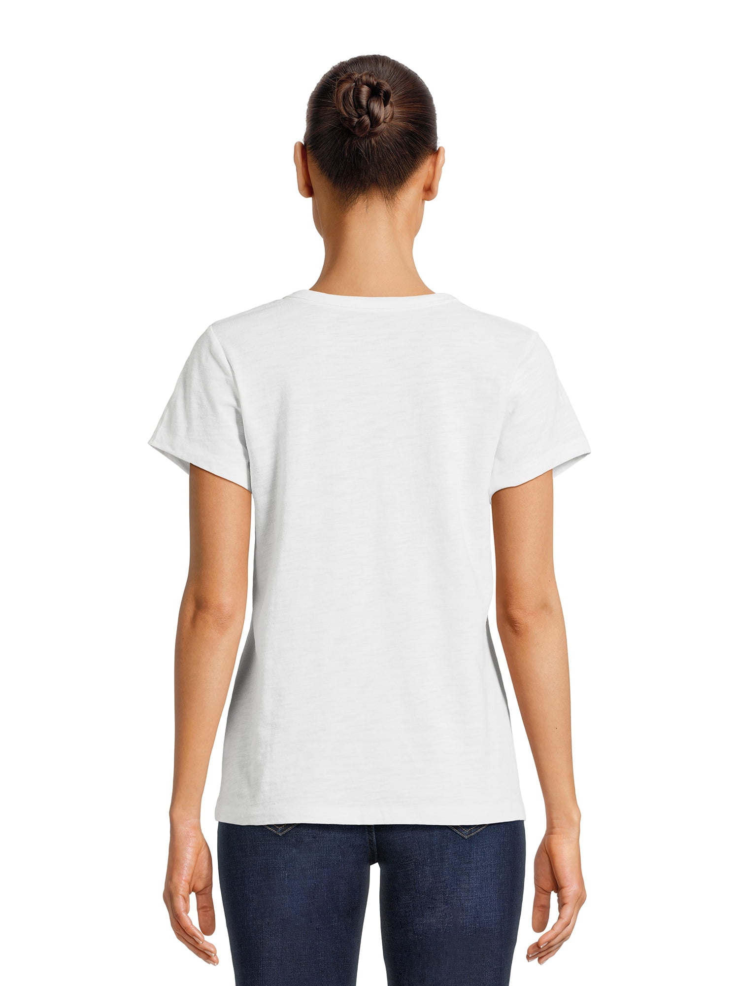 Time and Tru Women’s Slub Jersey Crewneck Tee with Short Sleeves, Sizes XS-XXXL