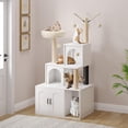 thumbnail image 6 of 2-in-1 Cat Tree with Hidden Litter Box Enclosure, Wooden Cat Tower & Litter Box Cabinet – Scratching Posts, Cat Condo Cave, Storage, Washable Cushion, 6 of 8