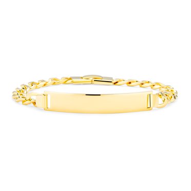 18K Gold Plated Name ID Bracelet - Personalized Engravable Tag Bracelet For Women 5 Inch