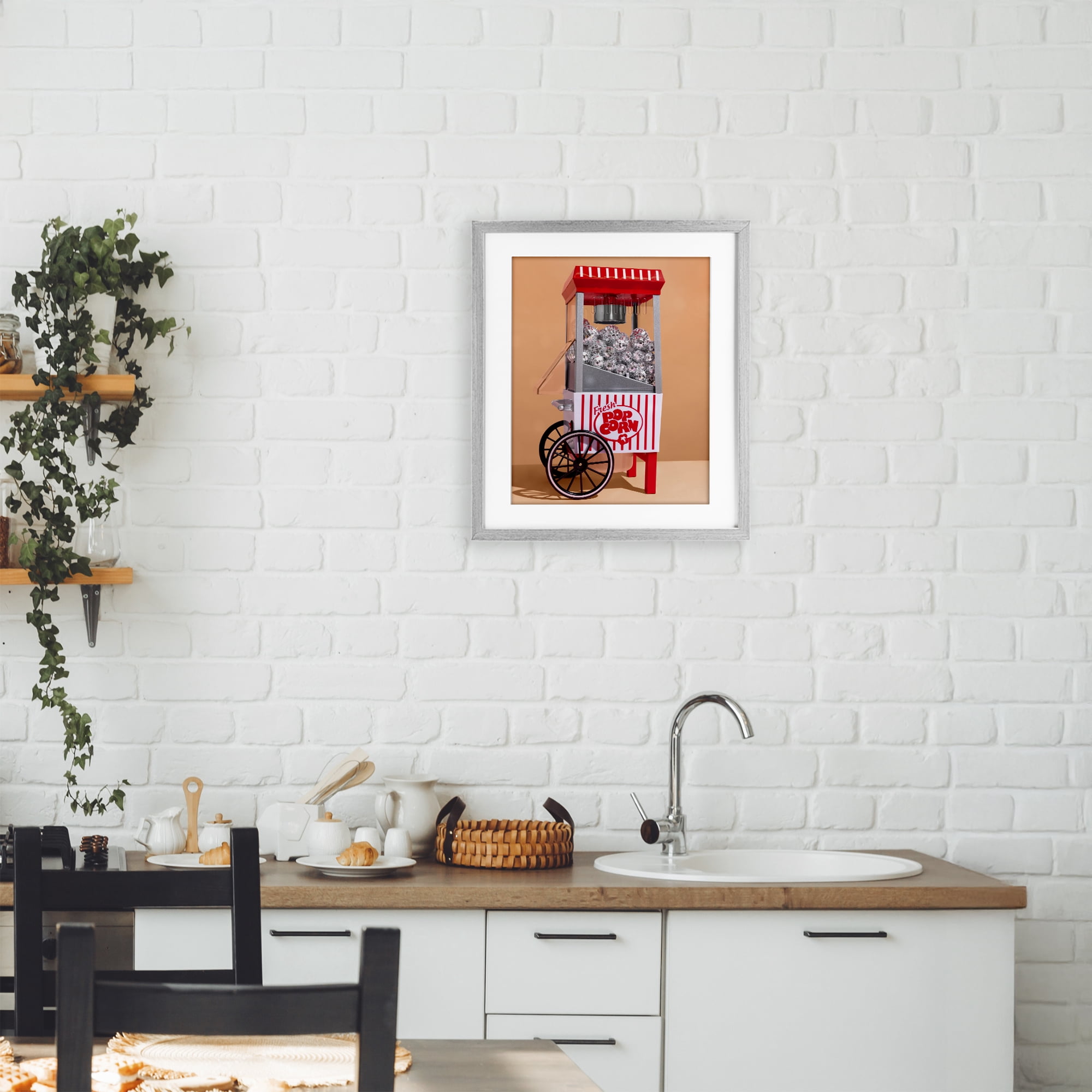 Stupell Industries Retro Disco Popcorn Machine Gray Framed Print Under Glass, design by LISH Creative