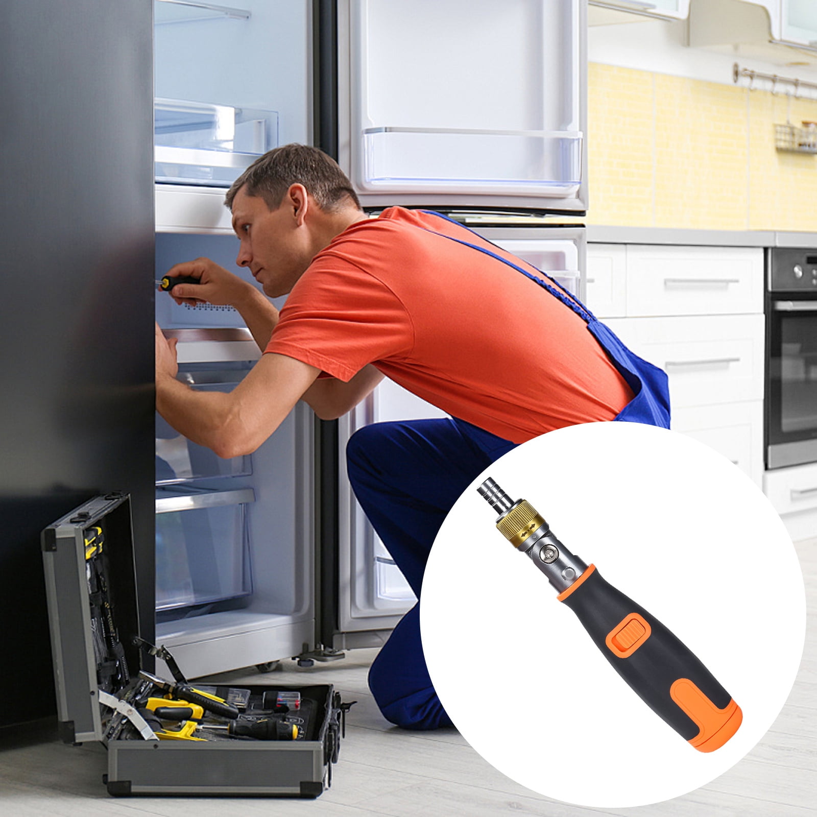 Multi Purpose Ratcheting Screwdriver Set 10 High Torques Bits 210mm Nonslip Shaft Professional Electronics Tool