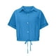 thumbnail image 4 of Vestidos Casuales Para Mujer, Blusas De Mujer De Moda Blusa corta de lino con solapa y botones sueltos para mujer, ropa de trabajo de verano, 4 of 6