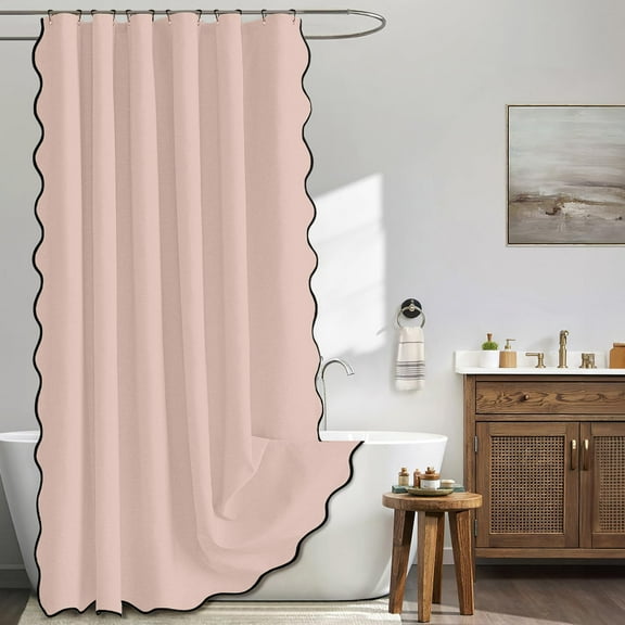 XmhyTop-A Linen Shower Curtain, Boho Shower Curtain, Modern Shower Curtain, Bathroom Curtain, 180*200cm, 1 Piece, Stylish Durable for Home Bathroom,Pink