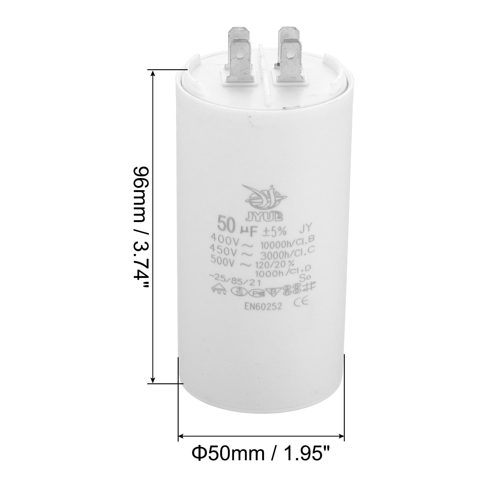 Uxcell CBB60 50uf Run Capacitor,2Pcs AC450V 4Pin Double Insert for Motor Star 96x50mm