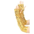 thumbnail image 4 of INSPIRE CHIC Women's Sequin Sparkly Arm Warmers Extra Long Gloves Fingerless Arm Sleeve for Party Gold One Size, 4 of 5