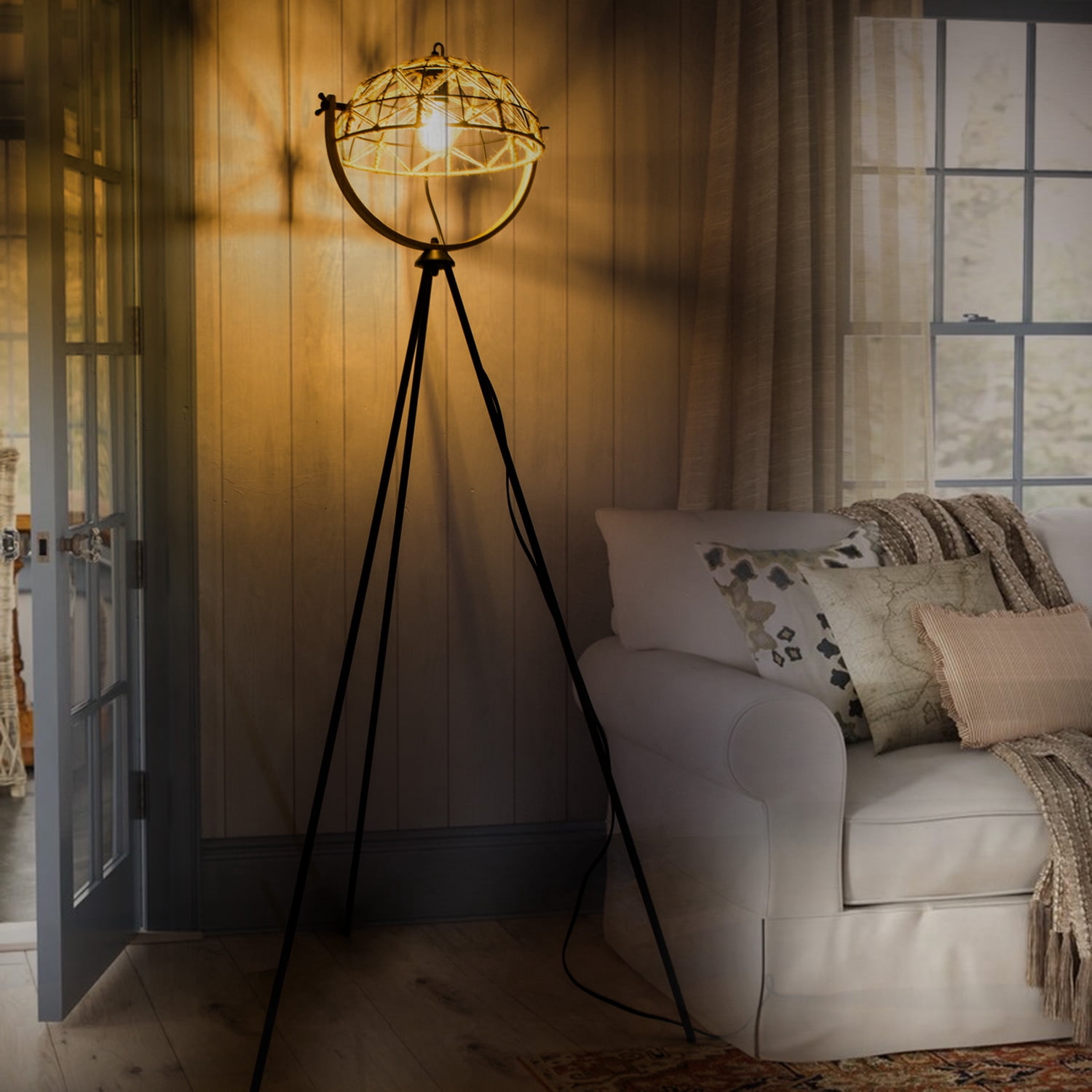 Tripod Floor lamp Novelty Unique Living Rooms Boho Shades Floor Lamp