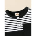 thumbnail image 4 of Coduop Toddler Baby Boys Shorts Set Short Sleeve Striped T-shirt with Elastic Waist Shorts Outfit, 4 of 7