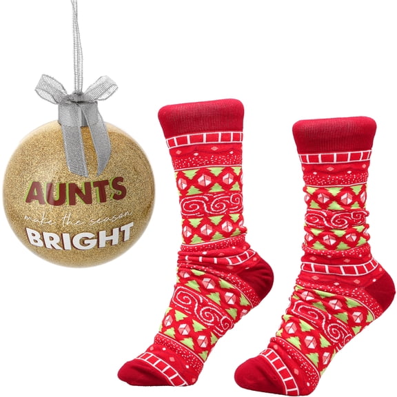 Aunt - 4" Ornament with Unisex Holiday Socks