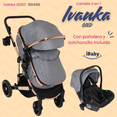 thumbnail image 2 of Carriola Bambineto Porta Bebé Autoasiento y pañalero Ivanka Gold gris, 2 of 9