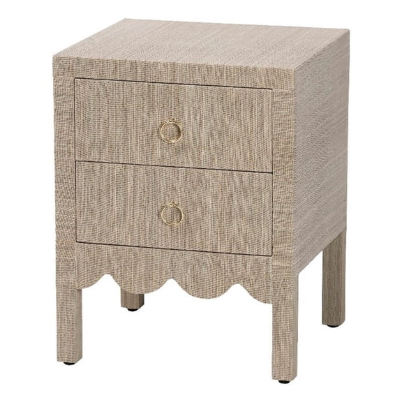 bali & pari Juniper Grasscloth Nightstand with Scalloped Base