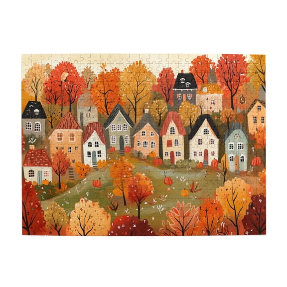 500 PCS Villa Autumn Scenery Puzzles For Adults 500 Pieces,Wonderful Imagination,Enjoy The Puzzle Solving Process,Modern Art Autumn Scenery Wooden Jigsaw Puzzles,Creative Activity Hobbies For Adult