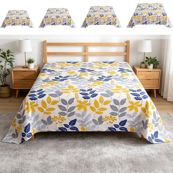 School_Savings!Under $25 Flat Sheet, Flat Sheet Comfortable Bed Sheets With Floral Patterns Mattress Protective Cover Easily To Clean And Maintain Double Or Singles Bed Sheets, Multicolor