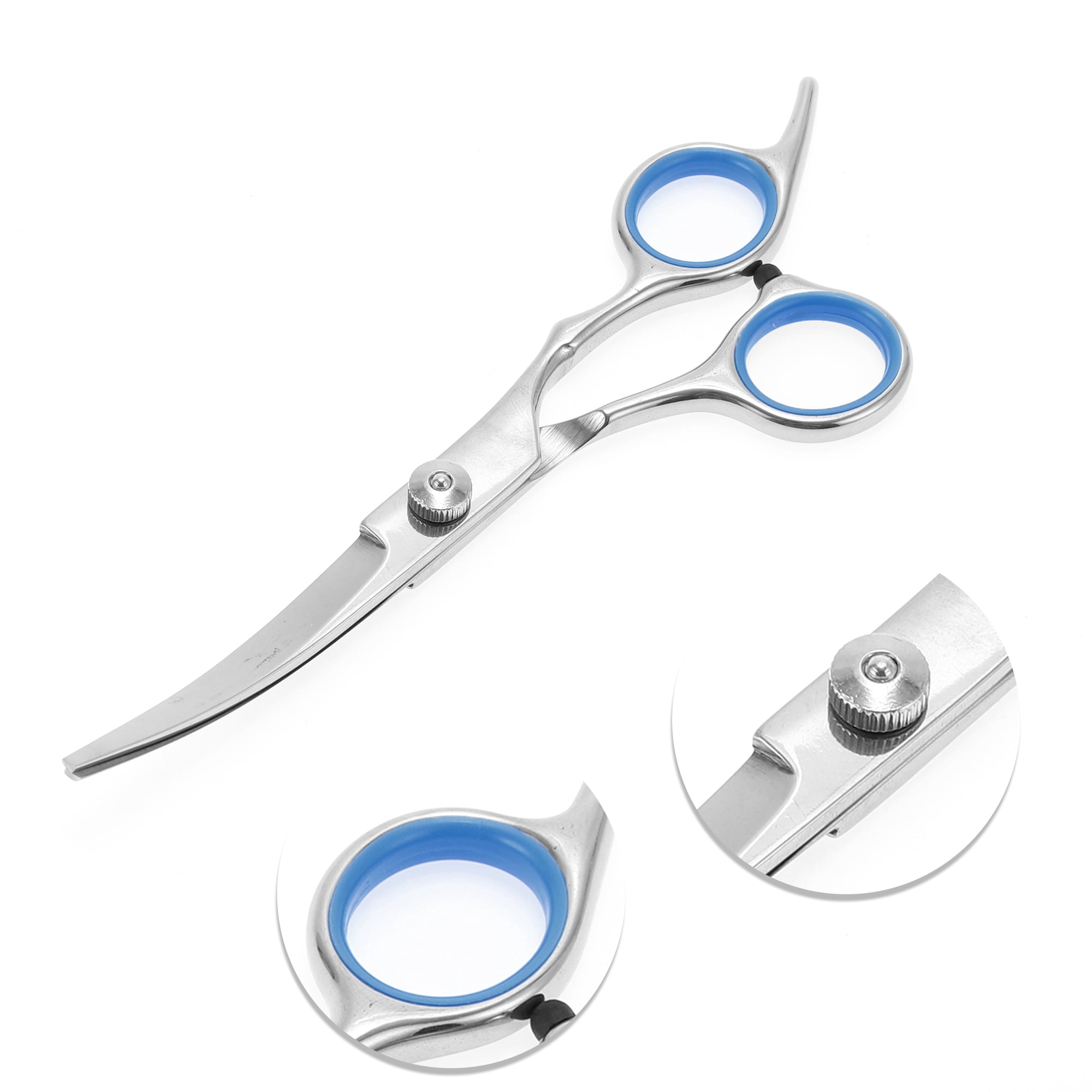 Unique Bargains 1 Pc Lightweight Pet Scissors for Pets Shop 5.5 Inches Silver Tone Blue