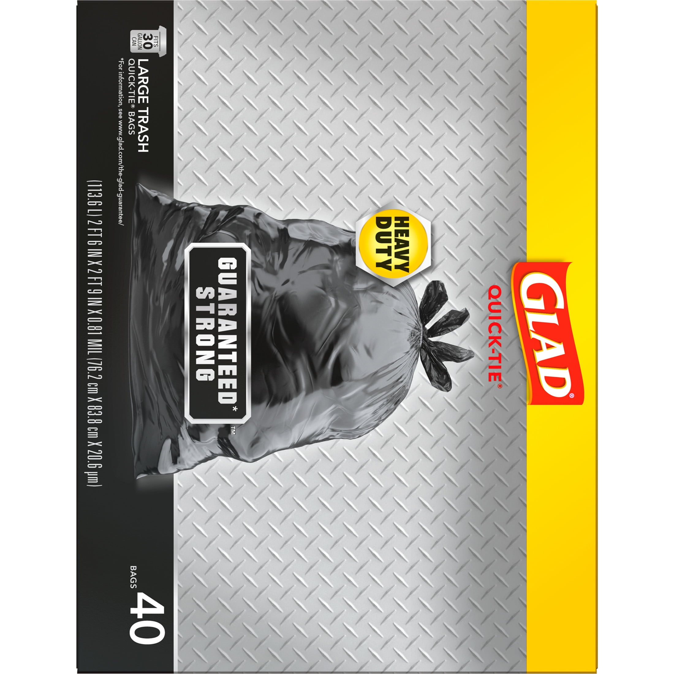Glad 30-Gallon Quick Tie Extra Strong Heavy Duty Large Trash Bags, 40 Bags