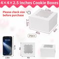 thumbnail image 2 of Januofit 24pcs White Cookie Boxes, 4x4x2.5 Inches Bakery Boxes with Window, for Mini Cake Treat Dessert Pastry Donuts Macaroon Strawberries Chocolate Candy (with Stickers), 2 of 7
