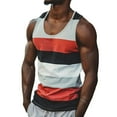 thumbnail image 2 of PNTUTB Summer Men's Fashion Striped Color Blocked Crew Neck Casual Sports Loose Comfortable Tank Tops, 2 of 6