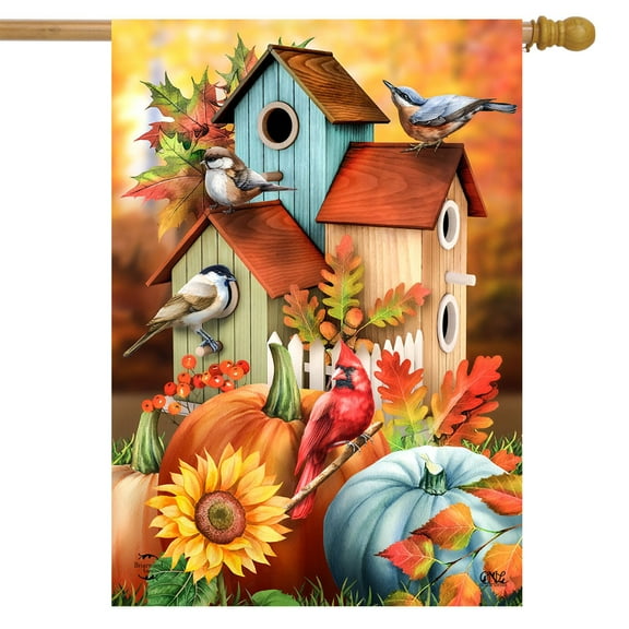 Briarwood Lane Fall Floral Birdhouses House Flag