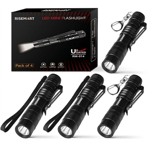 Keychain Flashlight, Small Mini Pocket Led Pen Light Super Bright EDC Waterproof 3.5inch Portable with Clip for Inspection, Hiking, Camping,Outdoor Activities, (Pack of 4)