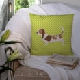 thumbnail image 3 of Carolines Treasures Basset Hound Checkerboard Green Fabric Decorative Pillow 14Hx14W multicolor, 3 of 4