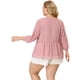 thumbnail image 5 of Plus Size Chiffon Tops for Women's Babydoll Long Sleeve Swiss Dots Blouses Pink 1X, 5 of 7