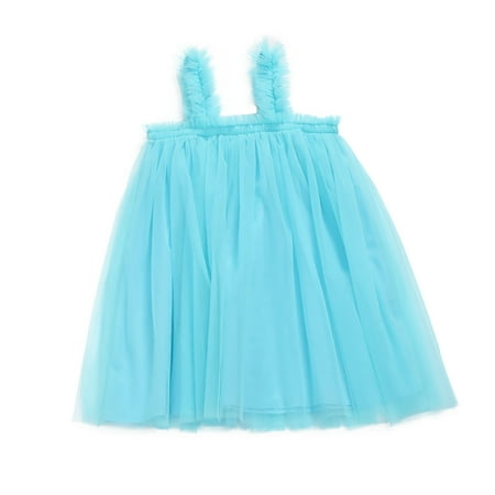 

DNDKILG Baby Toddler Girls Summer Dress Tulle Tutu Sundress Sleeveless Dresses Sky Blue 1Y-5Y 140