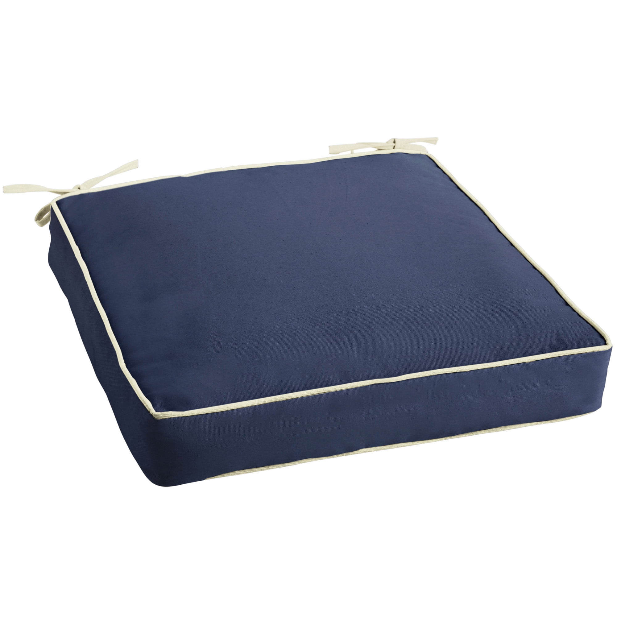 25" Navy Blue and Ivory Sunbrella Deep Seating Chair Cushion