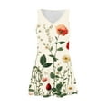 thumbnail image 4 of Floral Printed Funny Mini Dress for Women Crewneck Casual Spring Summer Beach Sundress V-neck Sleeveless Tank Dresses, 4 of 5