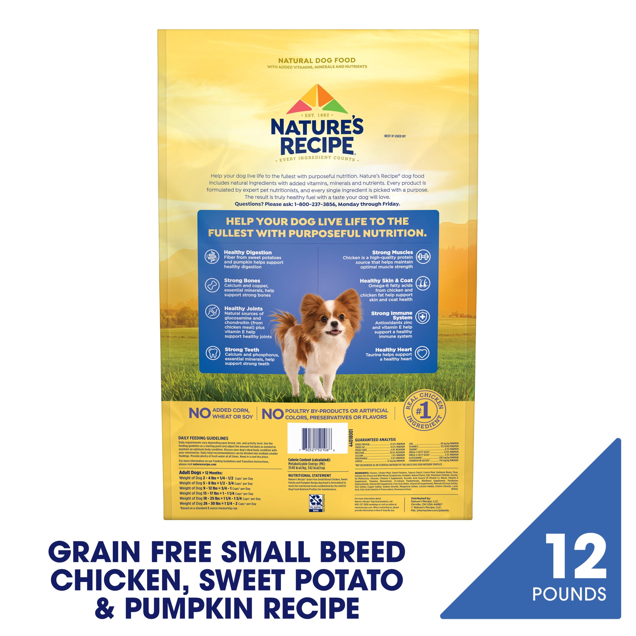 Nature's Recipe Grain Free Small Breed Dry Dog Food Chicken, Sweet Potato & Pumpkin, 12 lb Bag