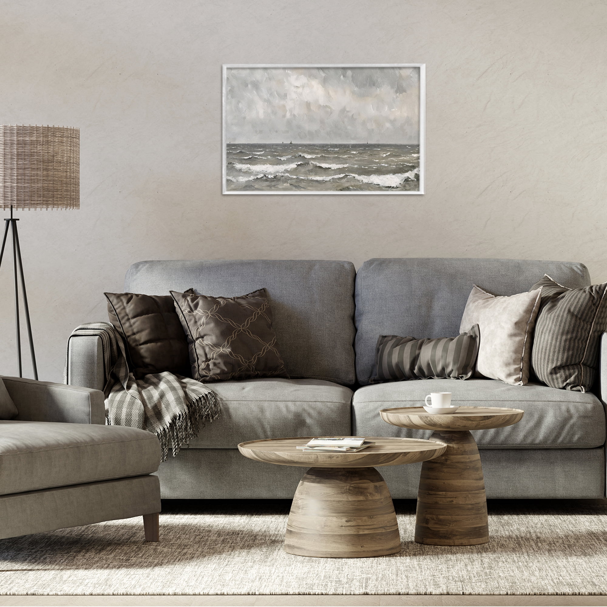 Stupell Industries Stormy Ripples at Sea White Framed Giclee Art, design by Jacky Ngan
