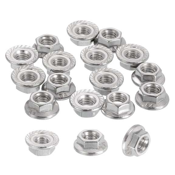 Uxcell 20Pcs M5x0.8mm Serrated Flange Hex Lock Nuts, 316 Stainless Steel Metric Nut