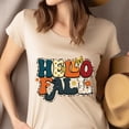 thumbnail image 4 of Hello Fall Graphic T-Shirt | Retro Autumn Letter Print Tee, White, Size 3XL, 4 of 6