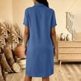 thumbnail image 4 of SAWOBUUN Womens Casual Shirt Dress Short Sleeve Collared Button Midi Dress Loose Fit Tunic Sundress with Chest Pocket, 4 of 6