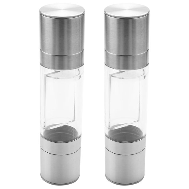 2x molinillo de sal y pimienta de acero inoxidable 2 en 1 molinillo Manual de sal y pimienta recargable