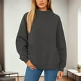 thumbnail image 6 of Mock Neck Sweatshirt Women Oversized Turtleneck Pullover Long Sleeve Warm Tops Fall Fashion Y2K Outfits With Pockets Dark Gray S, 6 of 7