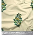 thumbnail image 1 of Soimoi Poly Georgette Fabric Leaves & Floral Block Print Fabric by The Yard 52 Inch Wide, 1 of 3