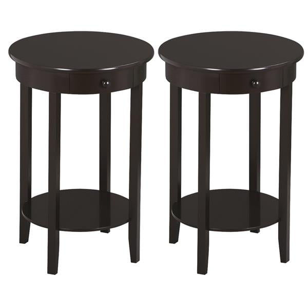 Round Nightstand Table With Drawer Wood, Small Round Night Stand Table