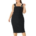 thumbnail image 1 of Vestido de mujer de talgrande con tirantes ajustables y abertuen espalNegro 2X, 1 of 6