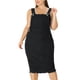 thumbnail image 1 of Vestido de mujer de talgrande con tirantes ajustables y abertuen espalNegro 1X, 1 of 6