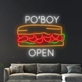 thumbnail image 4 of Handmadetneonsign Po'boy Open Neon Sign, Open Po-boy Wall Art Decor, Food Restaurant Wall Decor, 4 of 5