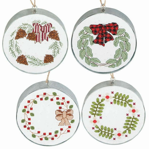 Herrschners® Rustic Wreaths Ornaments Counted Cross-Stitch Kit - Walmart.com - Walmart.com