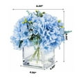 thumbnail image 4 of Enova Home Mixed Artificial Silk Hydrangea Fake Flowers Arrangement in Cube Glass Vase with Faux Water for Home Office Wedding Decoration(Blue), 4 of 4
