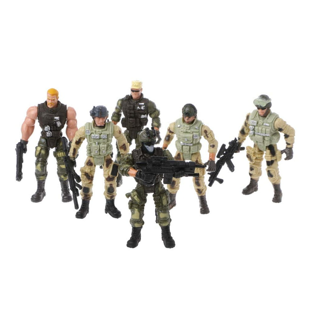6Pcs/Set Action Figure Army Soldiers Toy with Weapon Military Figures