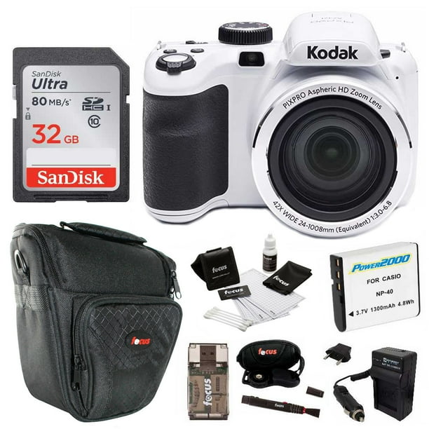 Kodak PIXPRO AZ421 Digital Camera (White) with 32GB SD Card and