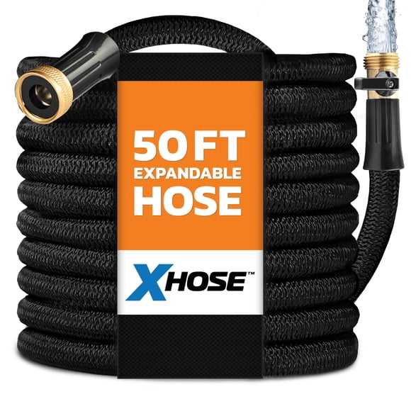 XHOSE PRO Expandable Garden Hose 50ft Water Hose with Brass Fittings, Flexible, Expanding and Retractable, Lightweight 50 Ft Hose, Tuyau Ar