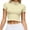 0630S*Light Yellow, variant on Womens Cropped Tennis Workout T Shirts Summer Quarter Zip Slim Yoga Tops Trendy Short Sleeve Running Gym Fitness Tees 0630S*Light Yellow S