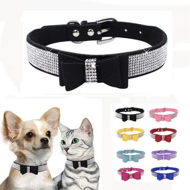 Rhinestone Dog Collar for Small Dog,Diamond Pet Cats Collors with Bow,Bling Crystal Pretty Cute Adjustable for XXS XS Small Medium Large Dogs Puppy Girls